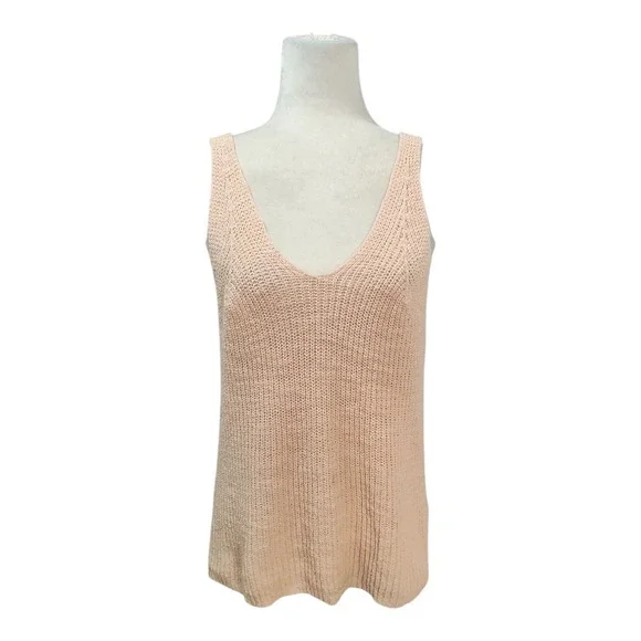 Madewell Monterey Sweater Tank Top Peach Pink Slouchy Knit Cotton Blend Size XL - Picture 2 of 9